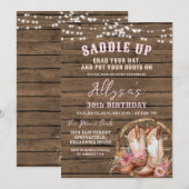 Roze Westerne Cowgirl Rustiek Elke Leeftijd Verjaa Kaart (Voorkant / Achterkant)