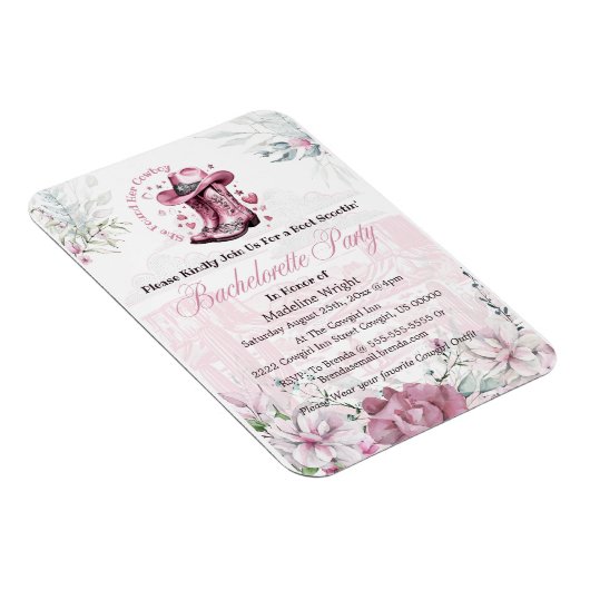Roze  Westerne Cowgirl vrijgezellenfeest Magneet (Rechterzijde)