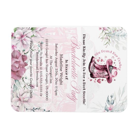 Roze  Westerne Cowgirl vrijgezellenfeest Magneet (Horizontaal)