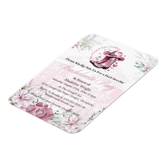 Roze  Westerne Cowgirl vrijgezellenfeest Magneet (Linkerzijde)