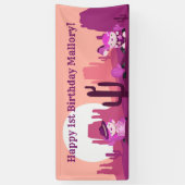 Roze Westerne Cowgirl Woestijnleeftijd 1 verjaarda Spandoek (Verticaal)