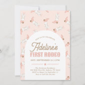 Roze Westerne eerste Rodeo Girl Verjaardag Kaart (Voorkant)