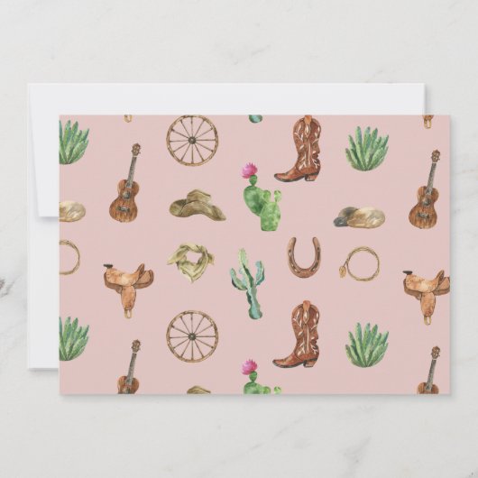Roze Westerne Eerste verjaardag Rodeo Baby Girl In Kaart (Achterkant)