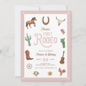 Roze Westerne Eerste verjaardag Rodeo Baby Girl Kaart (Voorkant)