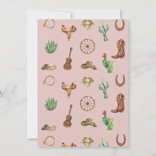 Roze Westerne Eerste verjaardag Rodeo Baby Girl Kaart (Achterkant)