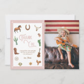 Roze Westerne Eerste verjaardag Rodeo Hartelijk da Bedankkaart (Voorkant)