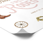 Roze Westerne Eerste verjaardag Rodeo Welkomstteke Poster (Hoek)