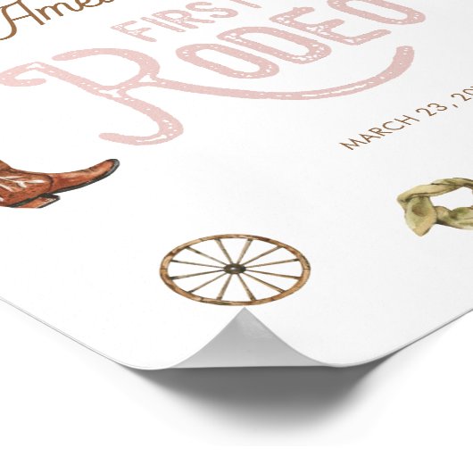 Roze Westerne Eerste verjaardag Rodeo Welkomstteke Poster (Hoek)