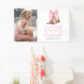 Roze Westerne foto Gepersonaliseerd 2025 Afstudere Spandoek (Insitu)