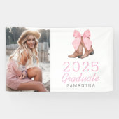 Roze Westerne foto Gepersonaliseerd 2025 Afstudere Spandoek (Horizontaal)