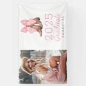 Roze Westerne foto Gepersonaliseerd 2025 Afstudere Spandoek (Verticaal)