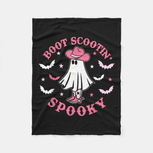 Roze Westerne Halloween Cowboy Ghost Boot Scootin Fleece Deken (Voorkant)