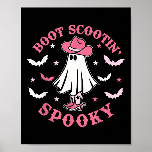 Roze Westerne Halloween Cowboy Ghost Boot Scootin  Poster (Voorkant)