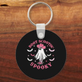 Roze Westerne Halloween Cowboy Ghost Boot Scootin Sleutelhanger (Voorkant)
