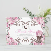 Roze Westerne paarden Quinceanera Hartelijk dank Bedankkaart (Staand voorkant)