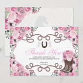 Roze Westerne paarden Quinceanera Hartelijk dank Bedankkaart (Voorkant / Achterkant)