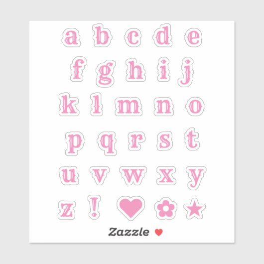 Roze Westerne themapartijletters Alfabet Stickers (Vel)