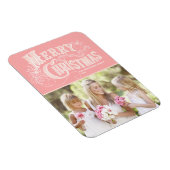 Roze Westerne Typografie Vrolijke Kerstfoto Magneet (Rechterzijde)