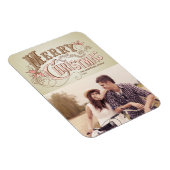 Roze Westerne Typografie Vrolijke Kerstfoto Magneet (Rechterzijde)