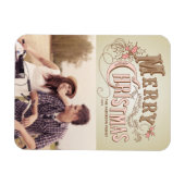 Roze Westerne Typografie Vrolijke Kerstfoto Magneet (Horizontaal)