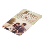 Roze Westerne Typografie Vrolijke Kerstfoto Magneet (Linkerzijde)