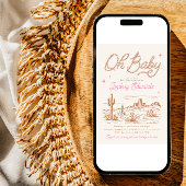 Roze Westerne uitnodiging tot Baby shower