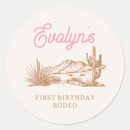 Roze Westerne Verjaardag Stickers