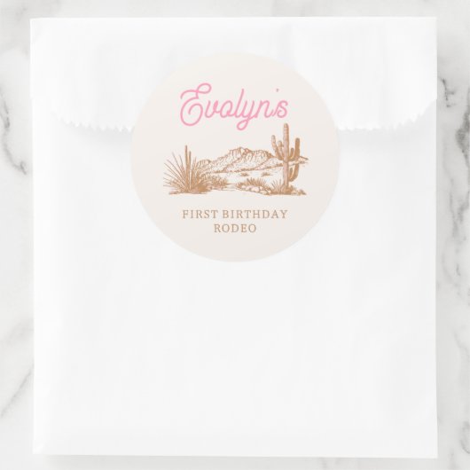 Roze Westerne Verjaardag Stickers (Tas)