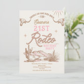 Roze Westerne woestijn 21ste Rodeo 21ste verjaarda Kaart (Staand voorkant)