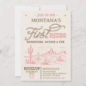  Roze Westerne Woestijn Rodeo 1e Verjaardag Kaart (Voorkant)