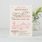  Roze Westerne Woestijn Rodeo 1e Verjaardag Kaart (Staand voorkant)