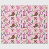 Roze westernkoeiemeisje patroon cadeaupapier (Vlak)