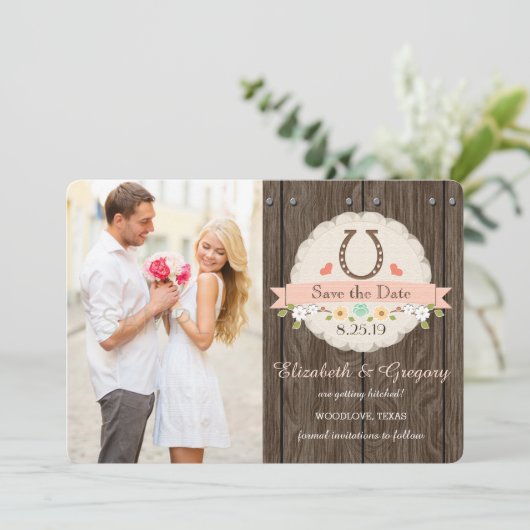 ROZE WESTERS HOEFijZER Save the Date Kaart (Staand voorkant)