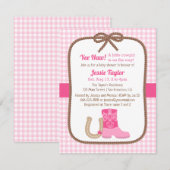 Roze Westerse Baby Shower Uitnodigingen (Voorkant / Achterkant)