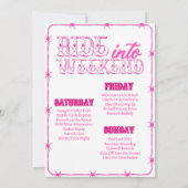 Roze Westerse Bachelorette Weekend Uitnodiging (Achterkant)