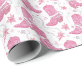 Roze Westerse Bloem Koetsier Laarzen & Parels Cadeaupapier (Rol Hoek)