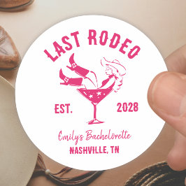 Roze Westerse Cowgirl Bachelorette Ronde Sticker