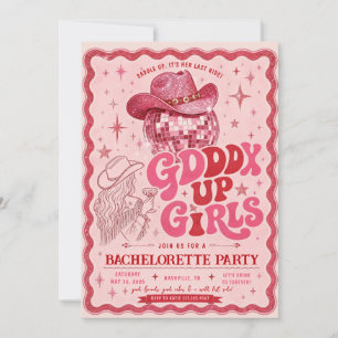 Roze Westerse Disco Meidenavond Kaart