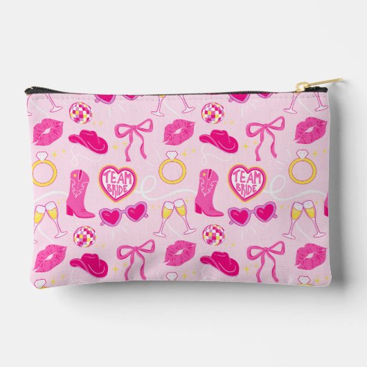 Roze Westerse Hen Party Cosmetica Tas (Achterkant)