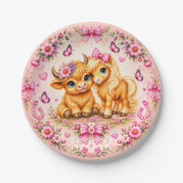 Roze Westerse Hoogland Koe & Pony Baby Shower Bord