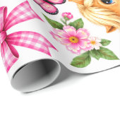 Roze Westerse Hooglandrund & Pony Inpakpapier Sh (Rol Hoek)