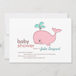 Roze Whale Baby Shower-uitvindingen Kaart