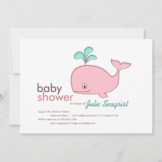 Roze Whale Baby Shower-uitvindingen Kaart (Voorkant)