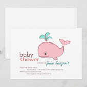 Roze Whale Baby Shower-uitvindingen Kaart (Voorkant / Achterkant)