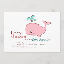 Roze Whale Baby Shower-uitvindingen Kaart