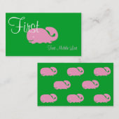 Roze Whale Girls Calling Card Contactkaartje (Voorkant / Achterkant)