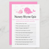 Roze Whale Nursery Rhyme Quiz baby shower game (Voorkant / Achterkant)