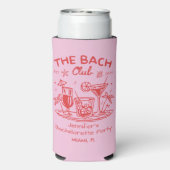 Roze Whimsical Beach Cocktail Bachelorette Party Seltzer Blikjeskoeler (Seltzer Achterkant)