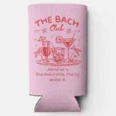Roze Whimsical Beach Cocktail Bachelorette Party Seltzer Blikjeskoeler (Achterkant)