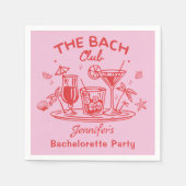 Roze Whimsical Beach Cocktail Bachelorette Party Servet (Voorkant)